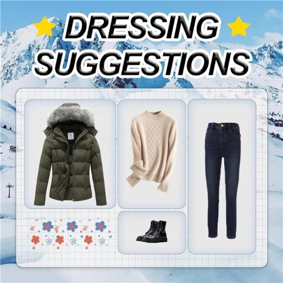 Hooded Warm Winter Coat Quilted Thicken Puffer Jacket with‎ Removable Fur Hood - Picture 4 of 7